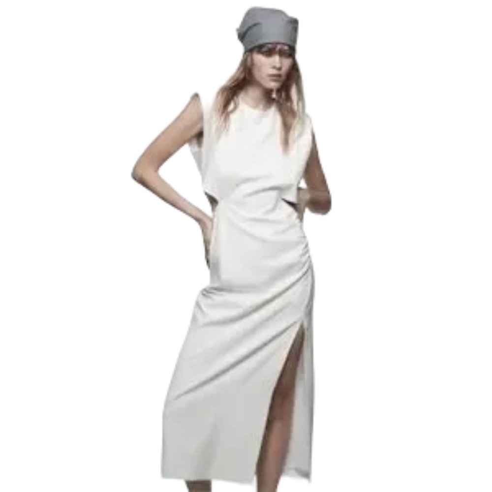 ZARA Cut Out Maxi Dress in White SZ's S